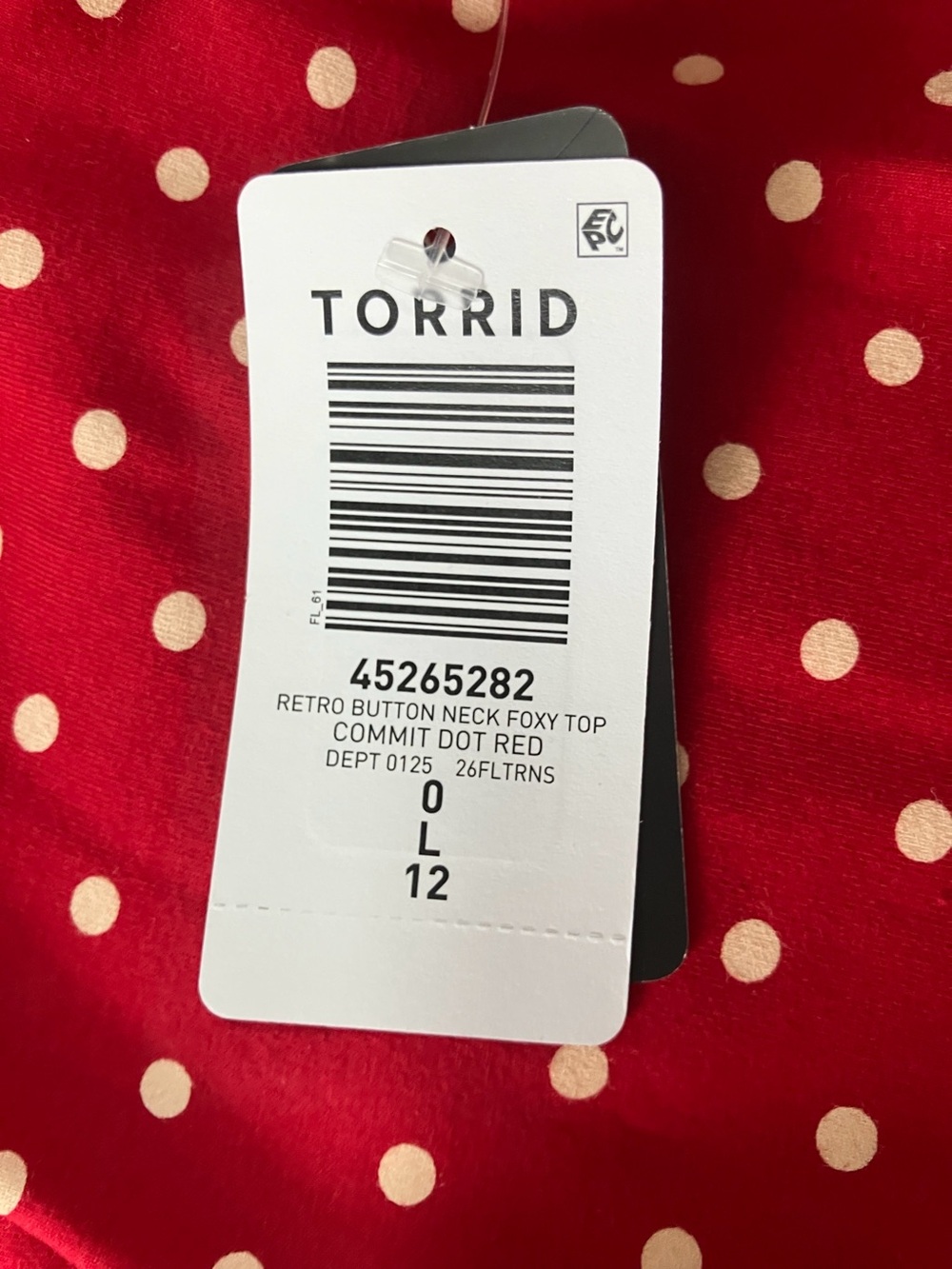Torrid Retro Chic Button Neck Foxy Top in Commit Dot Red - Size 0/12 - NWT - Picture 9 of 16